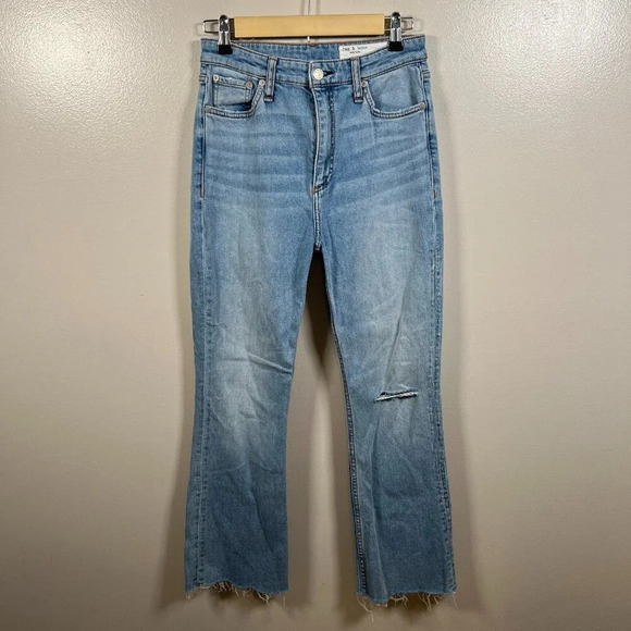 Rag & Bone Casey High Rise Ankle Flare Jeans Size 26 Lucy Light Wash Distressed - Picture 2 of 14